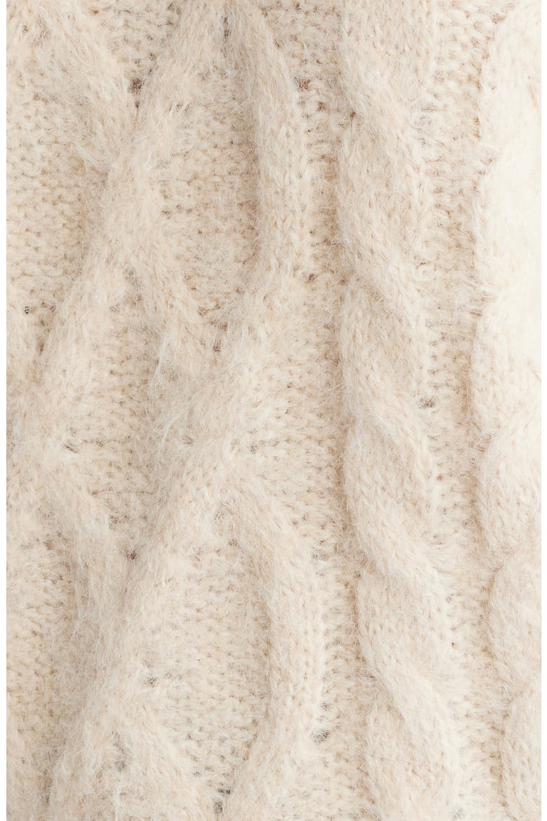 Fluffy Cable Sweater, Alternate, color, CREAM