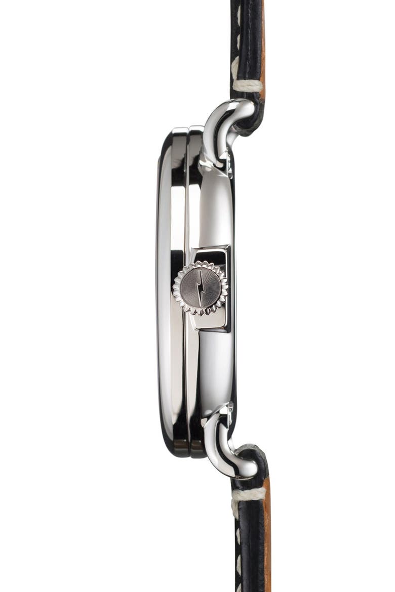 'The Runwell' Leather Strap Watch, 41mm, Alternate, color, BLACK/ WHITE