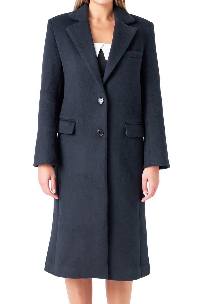 Wool Blend Trench Coat, Alternate, color, NAVY