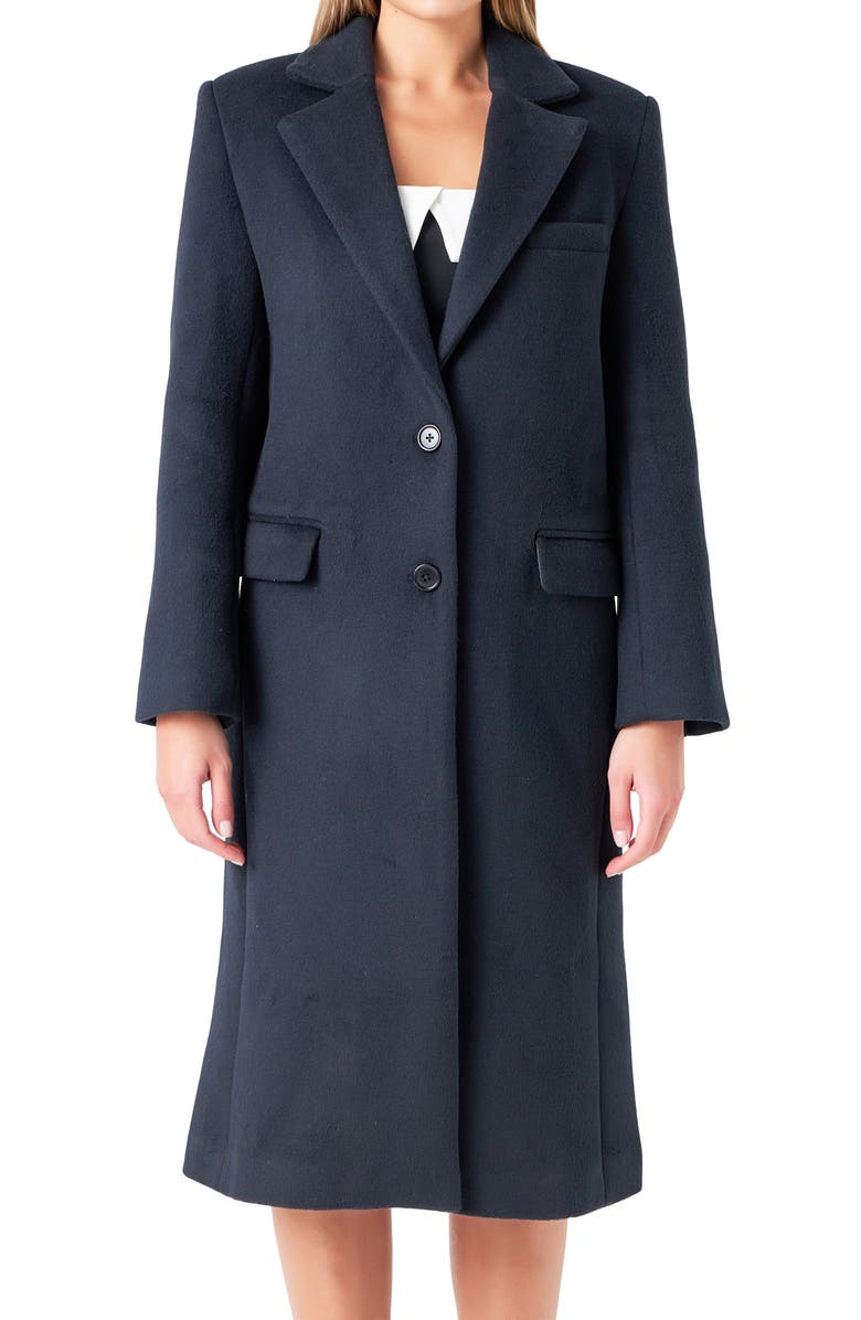 Grey Lab Wool Blend Trench Coat, Alternate, color, Navy