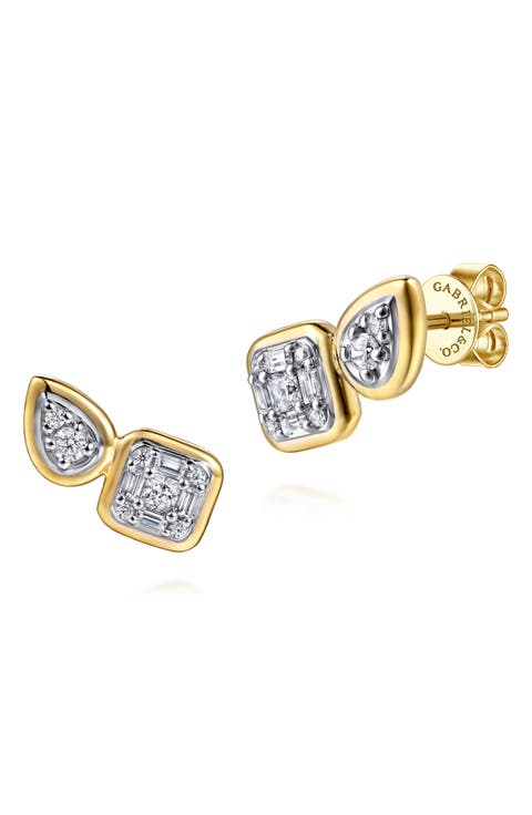 14k Gold Diamond Stud Earrings