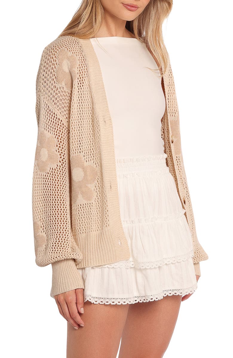 Petal & Pup Winslow Open Knit Flower Cardigan, Alternate, color, Tan