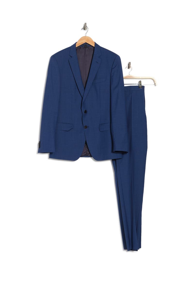 BOSS Huge Genius Blue Solid Two Button Notch Lapel Wool Suit, Alternate, color, 