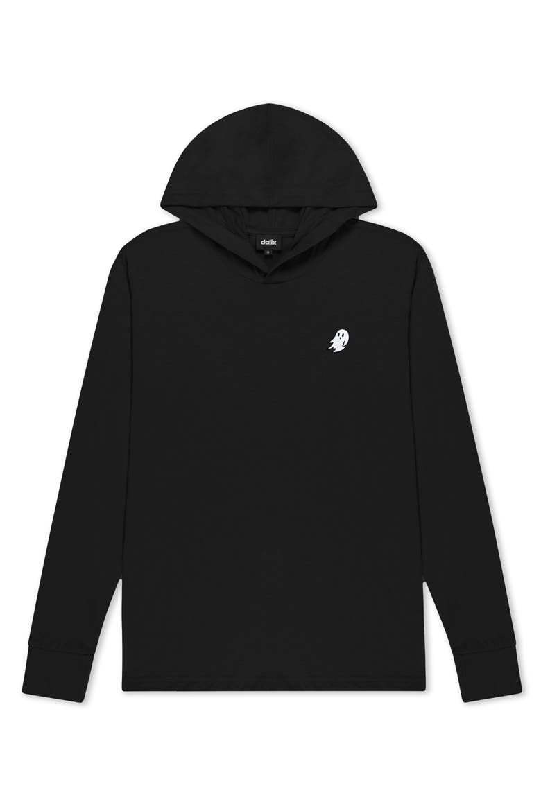 Mens Ghost Hooded Long Sleeve Jersey Tee, Main, color, Black