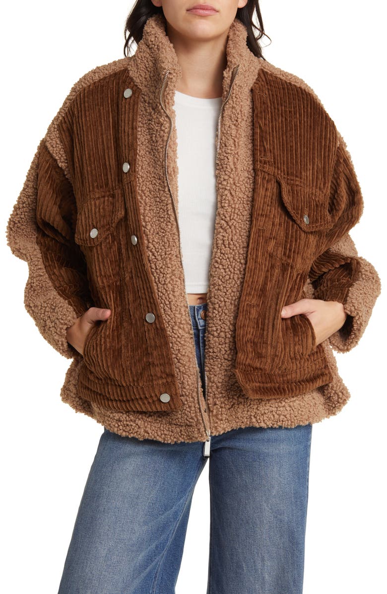 BLANKNYC High Pile Fleece & Corduroy Jacket, Main, color, 