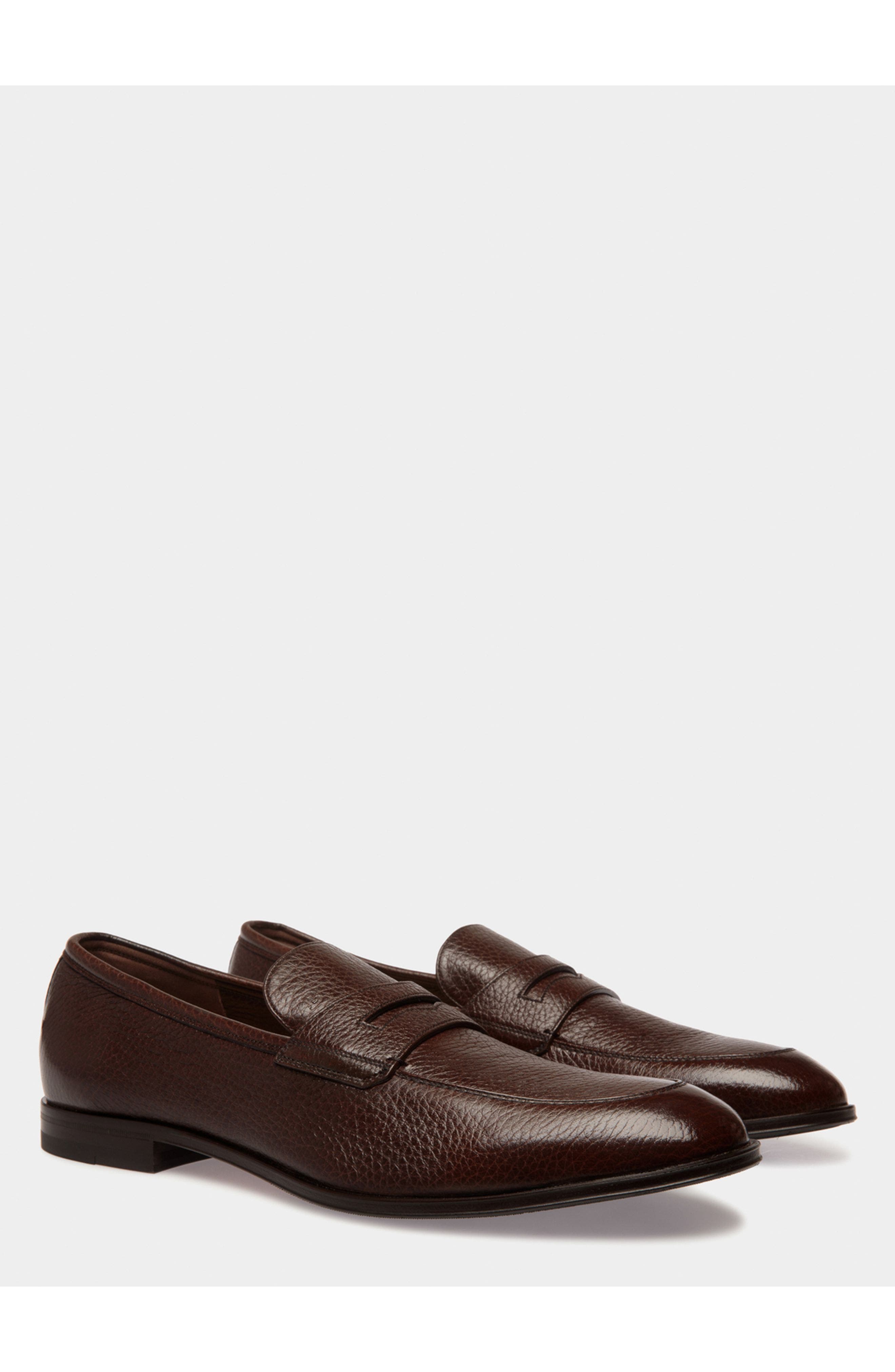 Bally Webb Leather Loafers In Deer Leather, Alternate, color, Brown