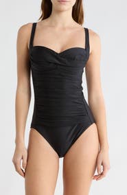 Betsey Johnson Ruched One-Piece Swimsuit