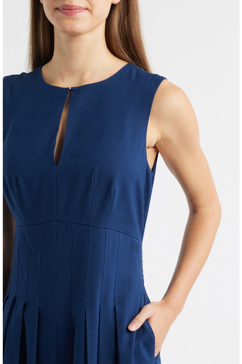 Pintuck & Lace Detail Sleeveless Dress, Alternate, color, NAVY