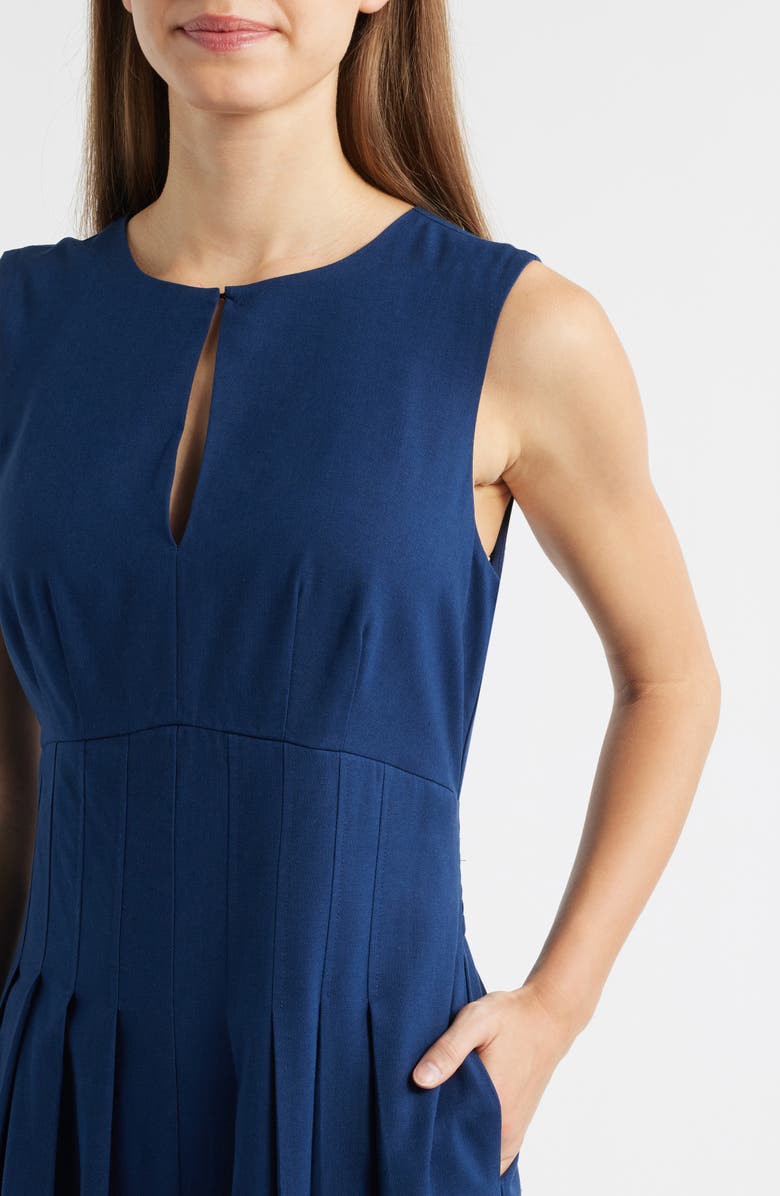 Sam Edelman Pintuck & Lace Detail Sleeveless Dress, Alternate, color, Navy
