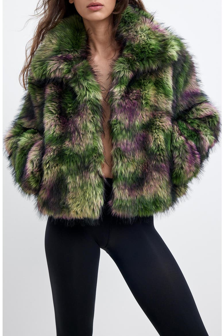 Faux Fur Jacket, Main, color, GREEN