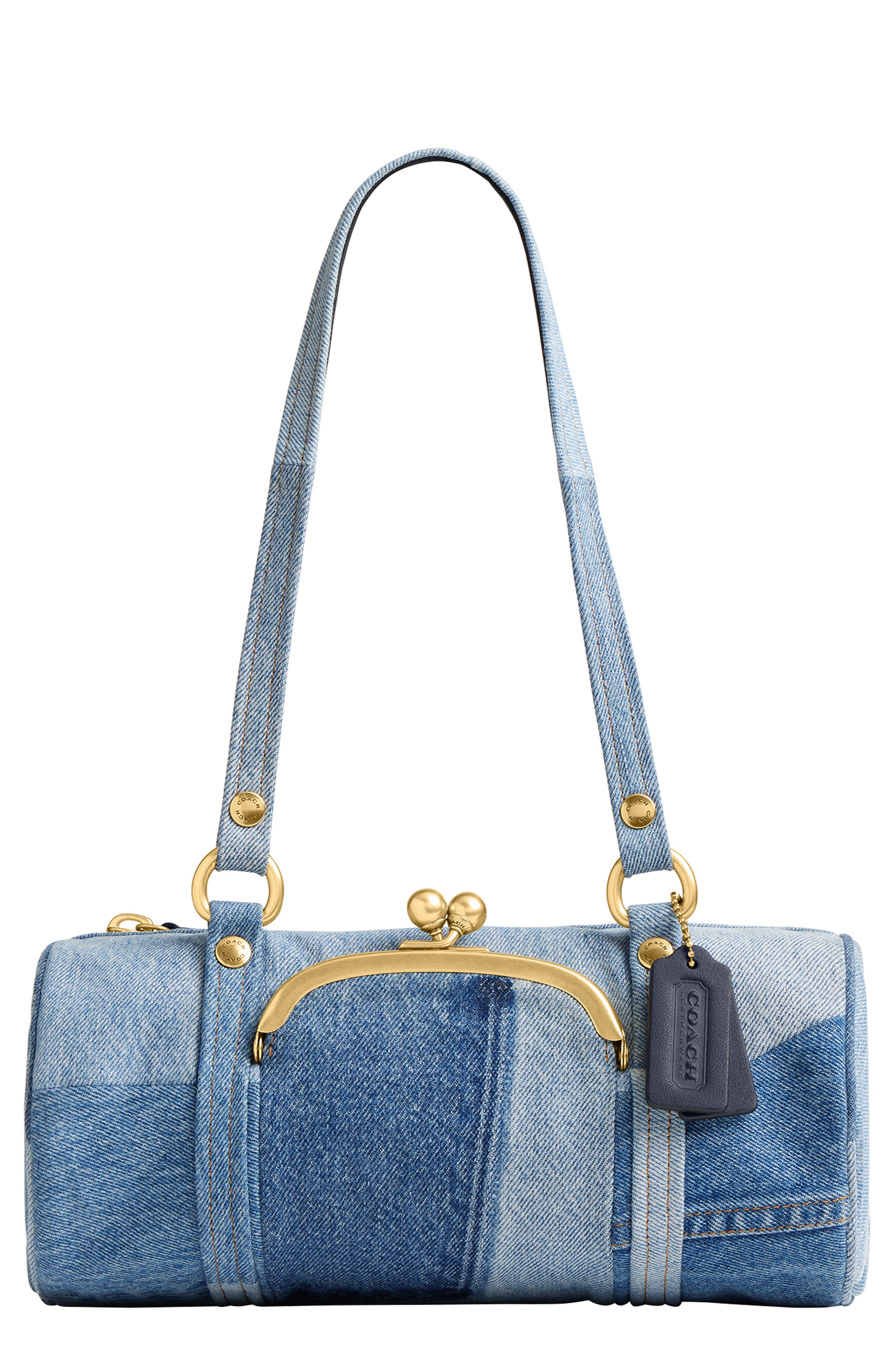 COACH Originals Kisslock 28 Denim Barrel Bag, Main, color, 