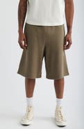 Elwood Pleated Baggy Organic Cotton Graphic Sweat Shorts
