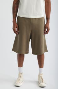 Elwood Pleated Baggy Organic Cotton Graphic Sweat Shorts