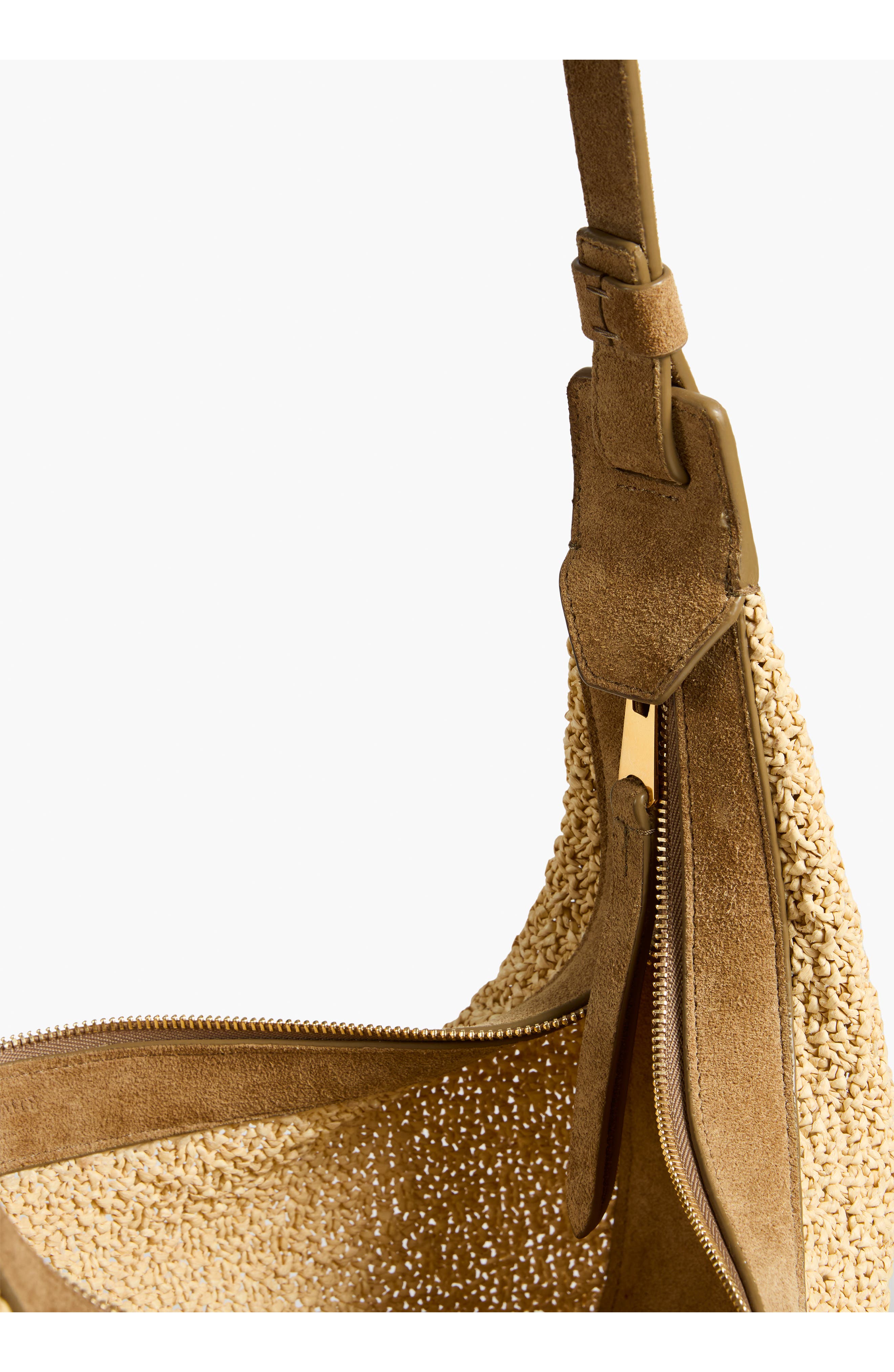 Khaite Small Augustina Crocheted Raffia Hobo Bag, Alternate, color, Wheat/ Natural 382