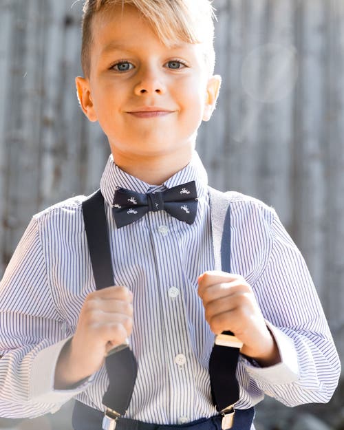 Deux Par Deux Boy's Long Sleeve Button Down Shirt Navy Blue Stripes In Navy Blue Stripes
