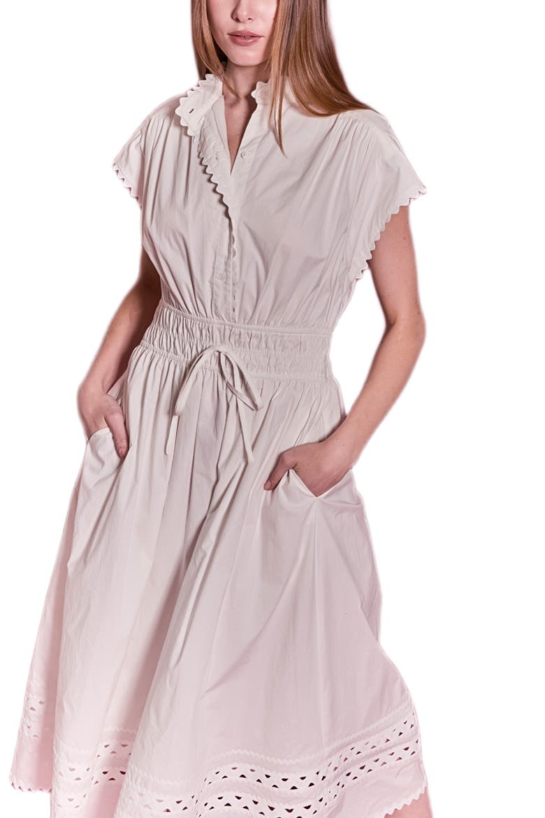 Rickrack Tie Waist Maxi Dress, Alternate, color, WHITE