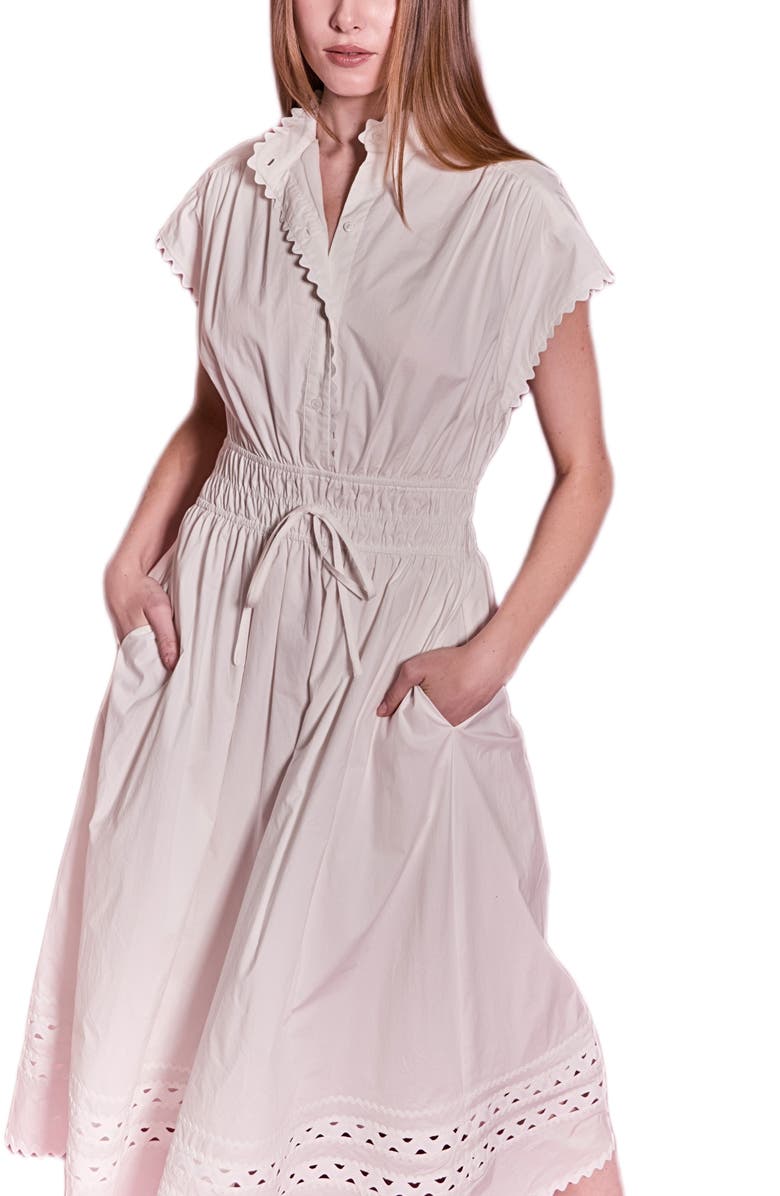 English Factory Rickrack Tie Waist Maxi Dress, Alternate, color, White