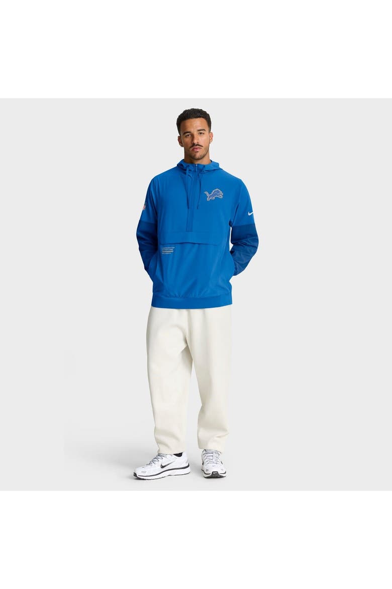 Men's Nike Blue Detroit Lions Sideline Anorak Half-Zip Hoodie Jacket, Alternate, color, Blue