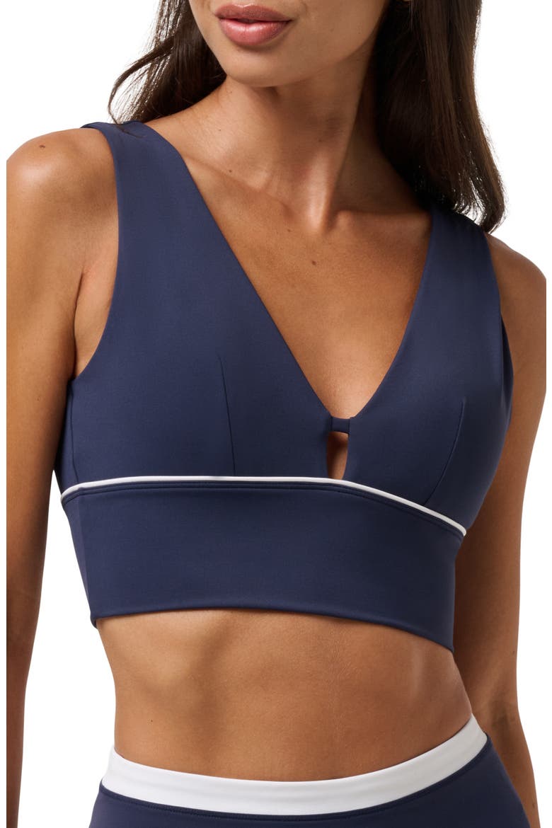 MoveKnit V-Neck Sports Bra, Main, color, NAVY BLAZER