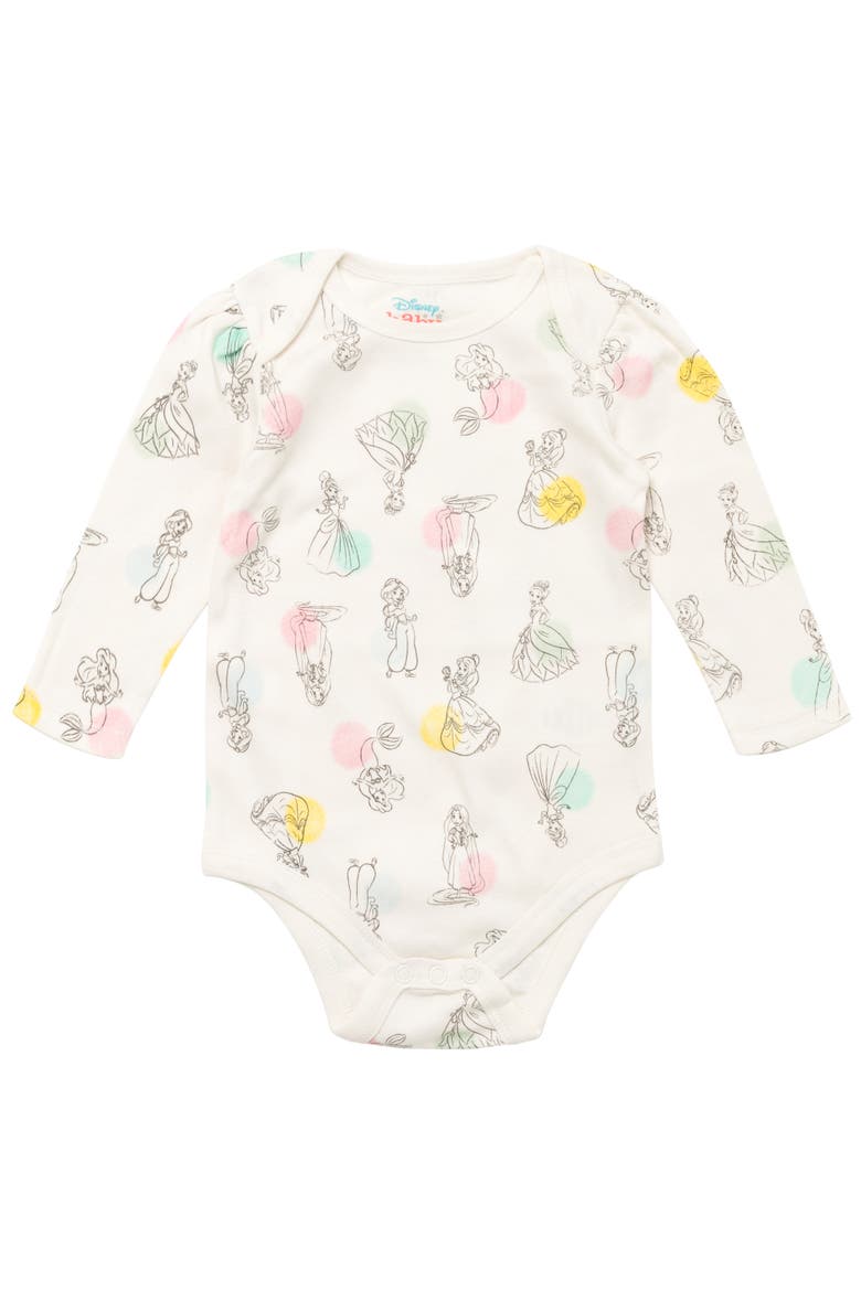 Princess 5-Pack Long Sleeve Bodysuits, Alternate, color, Ariel Belle Pink Multi