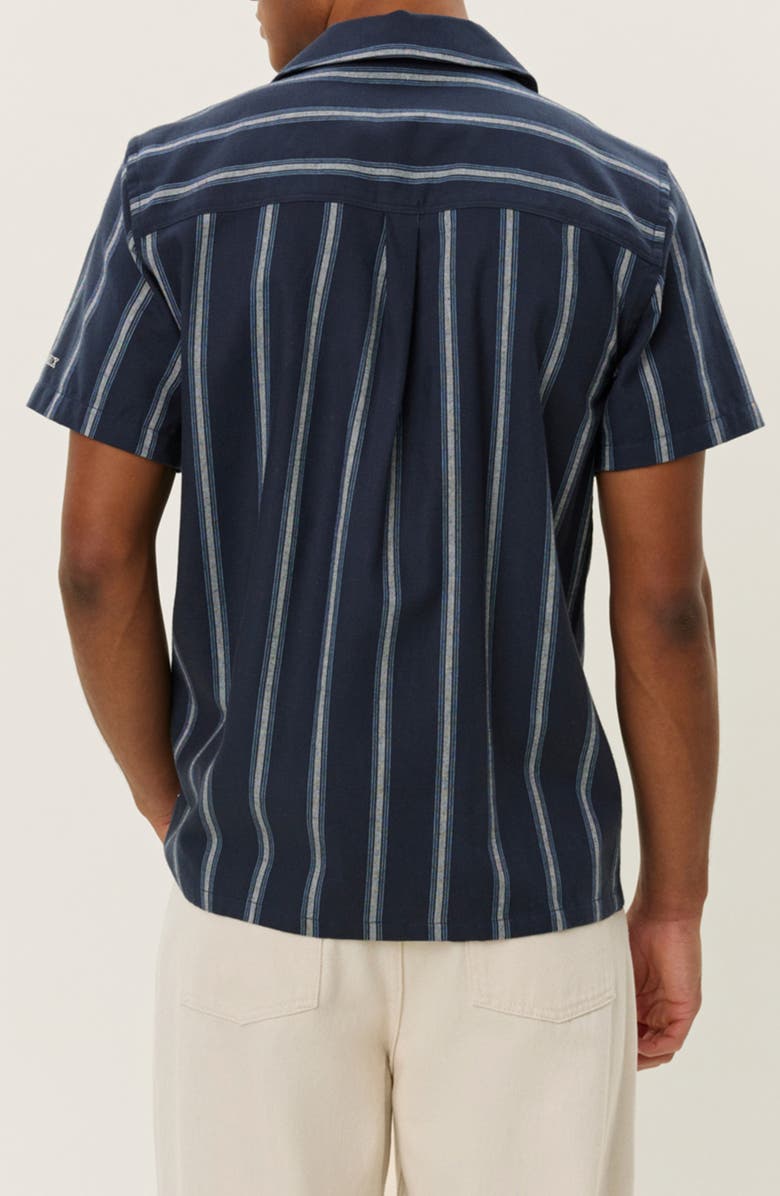 Les Deux Lawson Stripe Camp Shirt, Alternate, color, Dark Navy/ Xenon Blue