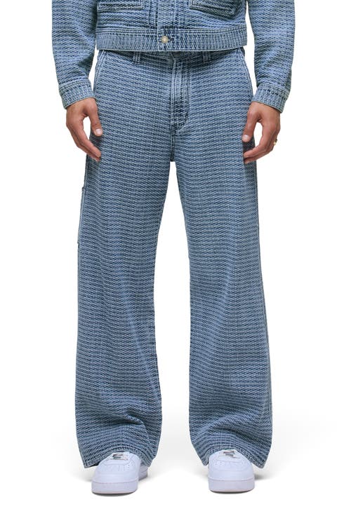 Luca Wide Leg Carpenter Jeans (Jacquard Indigo)