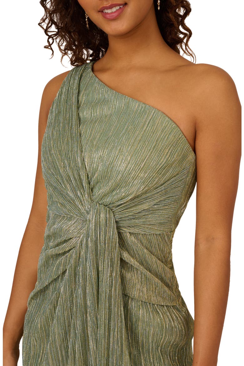 One-Shoulder Evening Gown, Alternate, color, GREEN SLATE