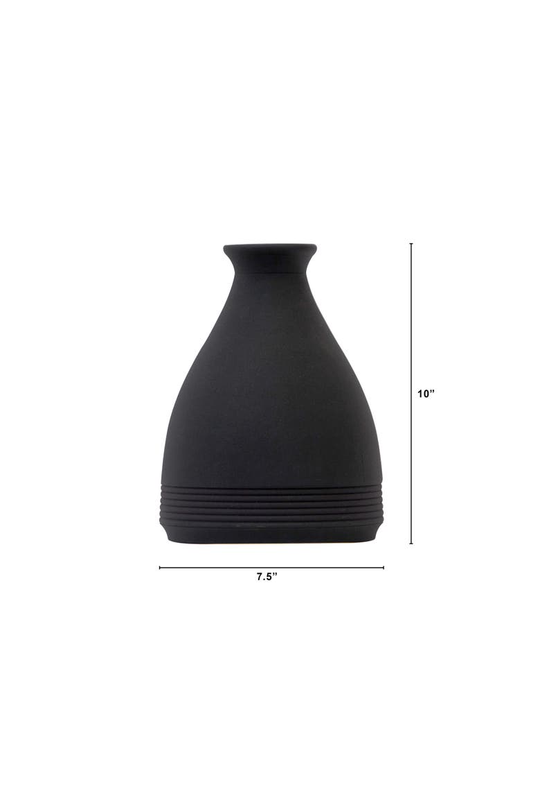 10-in Cone Stone Vase Black Matte, Alternate, color, Black