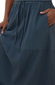 Pact Organic Cotton Coastal Double Gauze Tiered Maxi Skirt