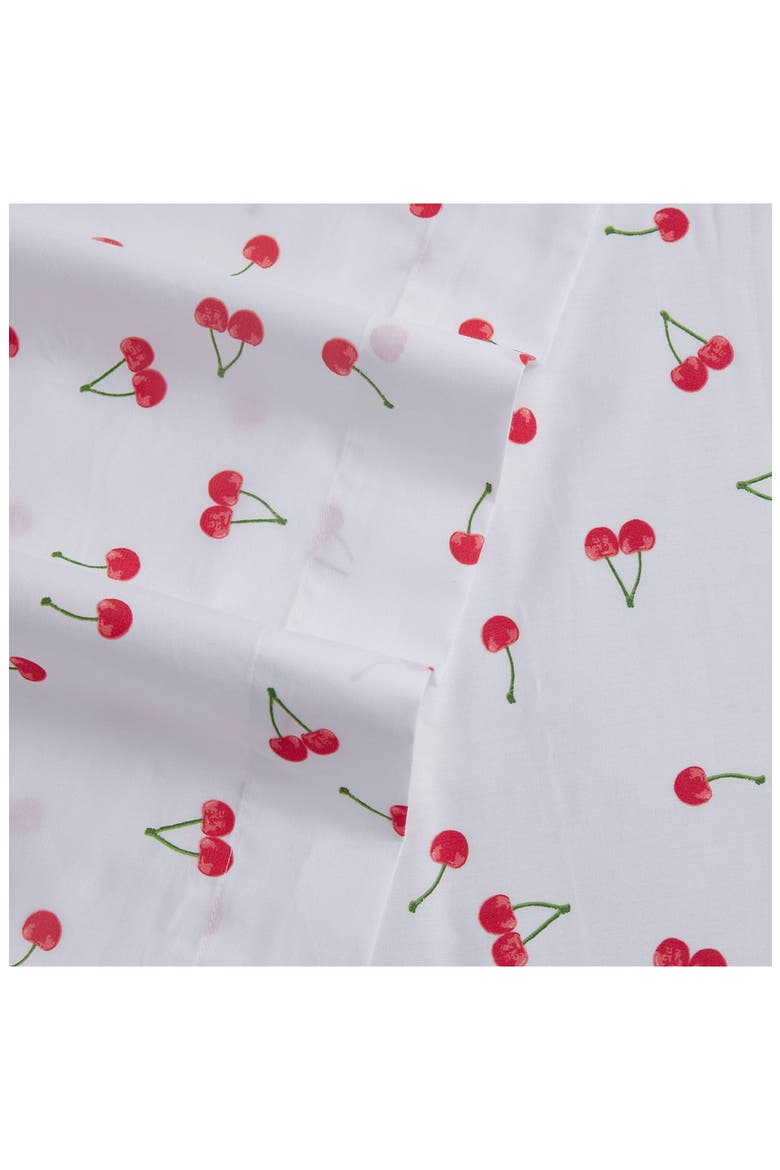 Cherry Print 200 Thread Count Cotton Percale Sheet Set, Alternate, color, RED