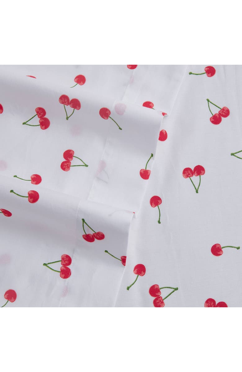 POPPY AND FRITZ Cherry Print 200 Thread Count Cotton Percale Sheet Set, Alternate, color, Red