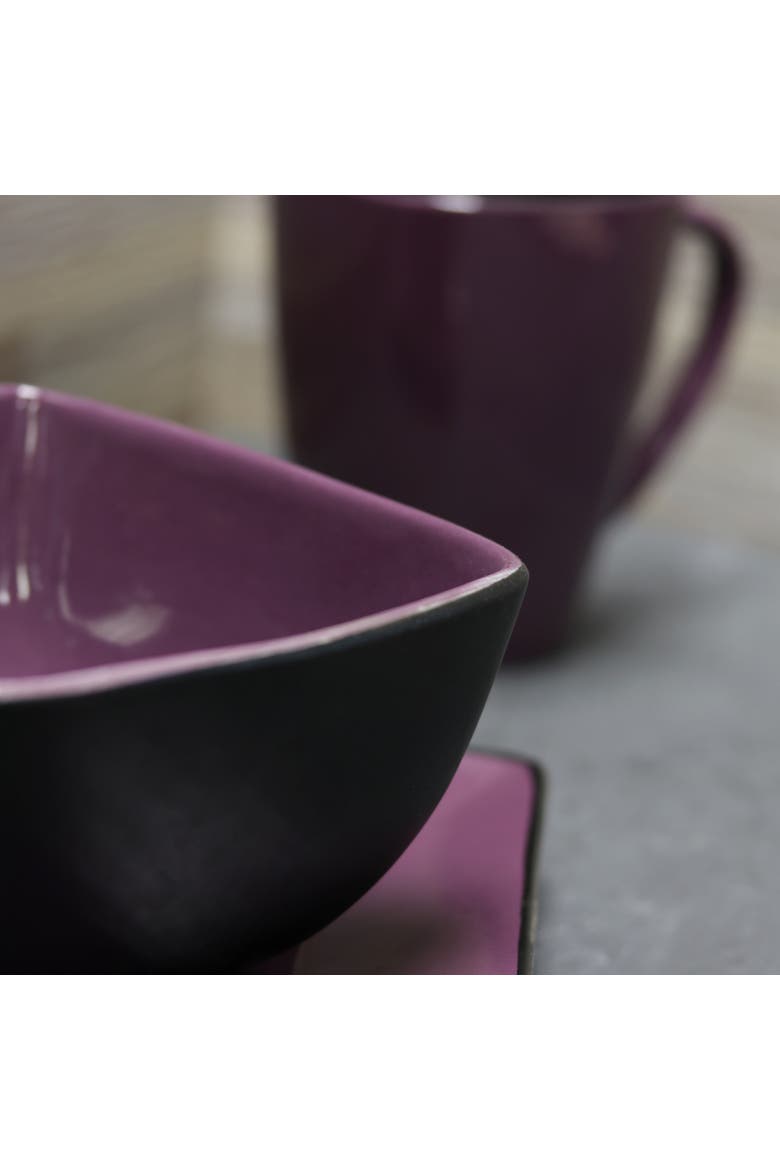 Mulberry Loft 16 Piece Modern Premium Stoneware Dinnerware Set with Complete Settings for 4, Alternate, color, Purple