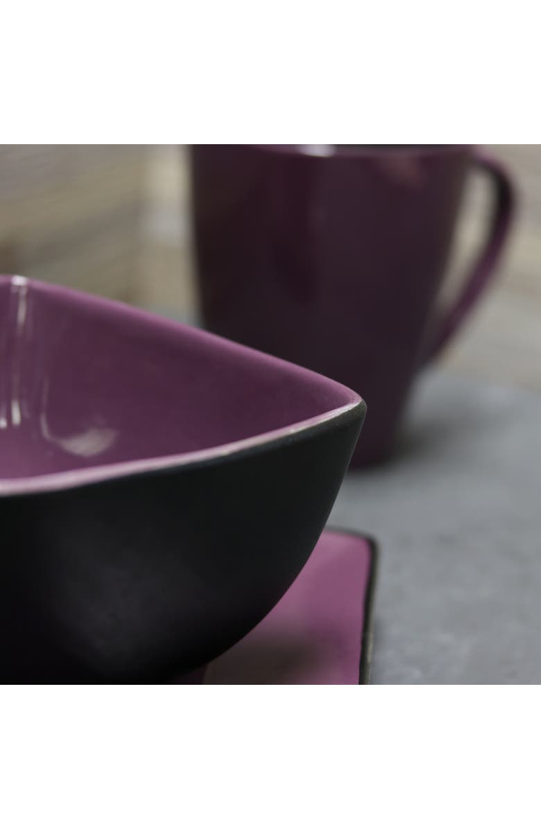 Elama Mulberry Loft 16 Piece Modern Premium Stoneware Dinnerware Set with Complete Settings for 4, Alternate, color, Purple