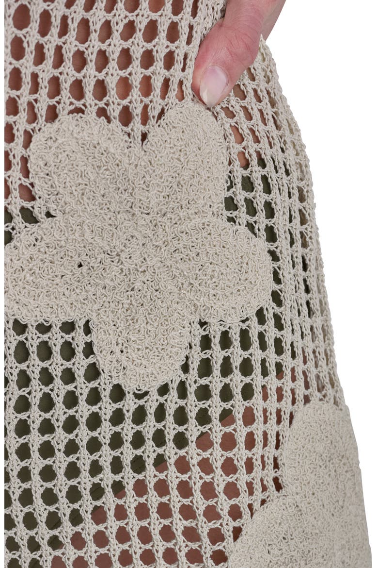 Pointelle Floral Knit Cover Up Dress, Alternate, color, EGGNOG