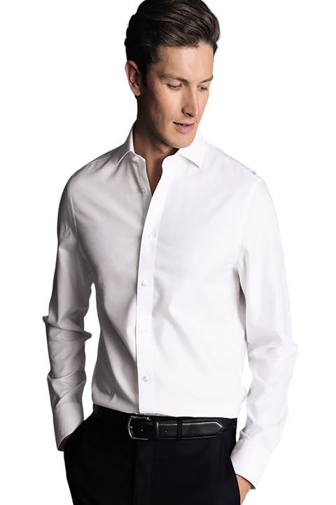 Non-Iron Clifton Weave Cutaway Slim Fit Shirt Double Cuff