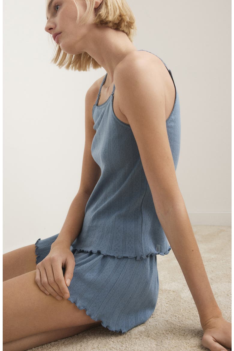 Pointelle Pajama Shorts, Alternate, color, INDIGO BLUE