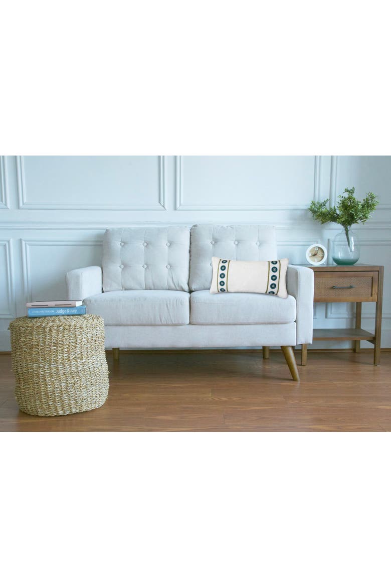Tara Stripe Tufted Lumbar Accent Pillow 12" x 24", Alternate, color, White