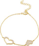 SAVVY CIE JEWELS Cubic Zirconia Heart Charm Bracelet