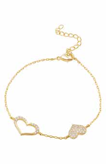 SAVVY CIE JEWELS Cubic Zirconia Heart Charm Bracelet