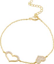 SAVVY CIE JEWELS Cubic Zirconia Heart Charm Bracelet
