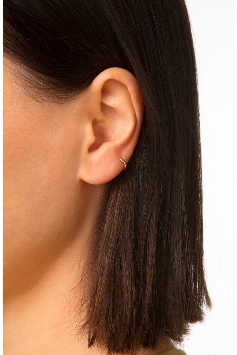 Second Hole 14K Gold Huggie Earring, Alternate, color, YELLOW GOLD