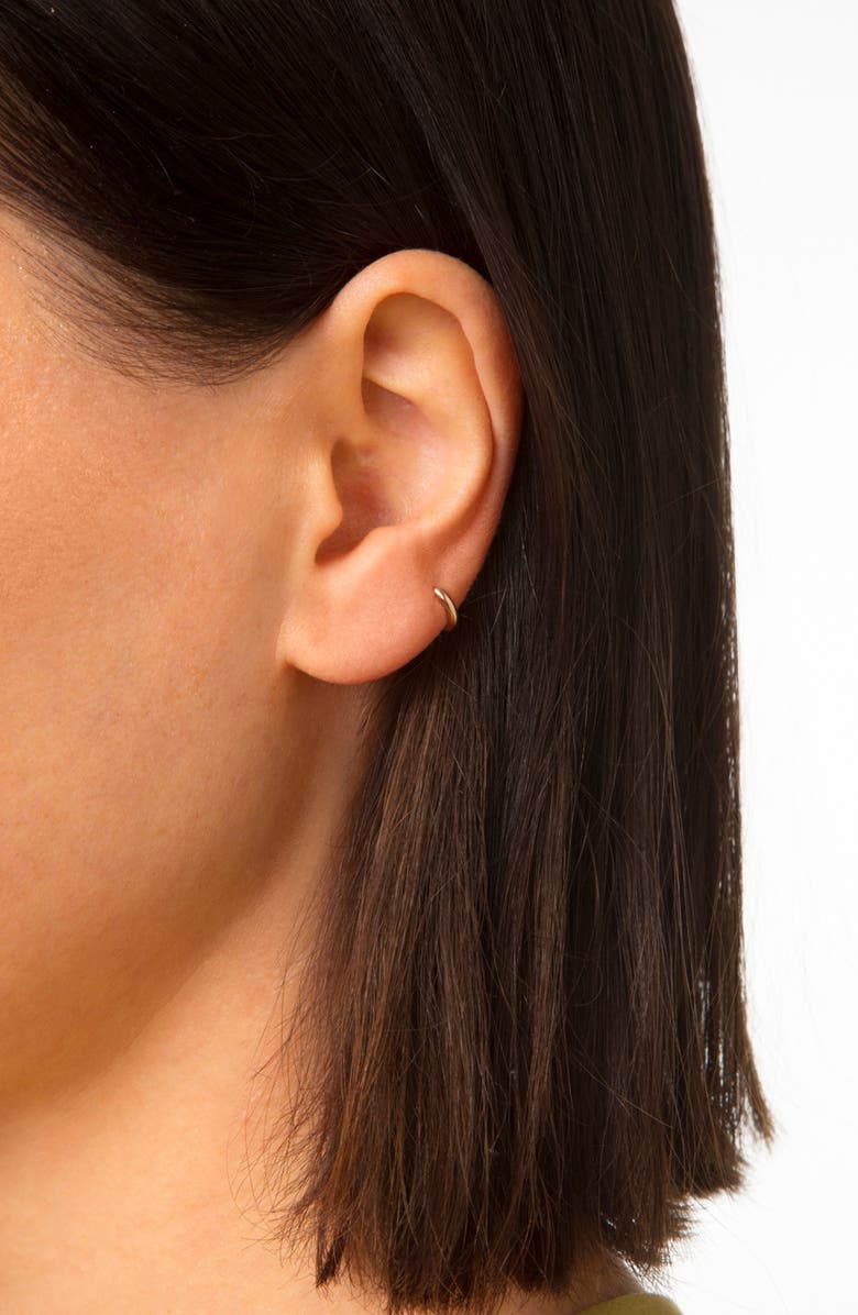 STONE AND STRAND Second Hole 14K Gold Huggie Earring, Alternate, color,