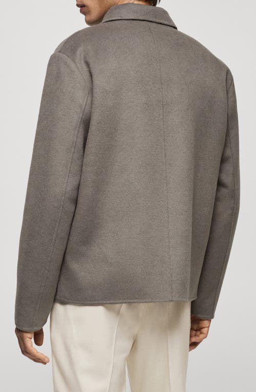 Mango Men's Wool-blend Overshirt In Medium Brown