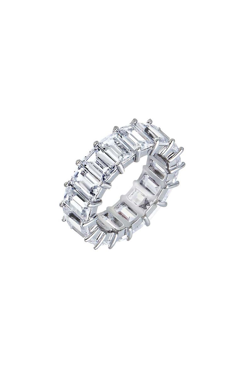 Emerald Cut Eternity Band, Main, color, Silver