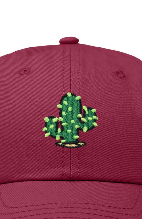 Dalix Cactus Embroidered Low Crown Cap In Maroon
