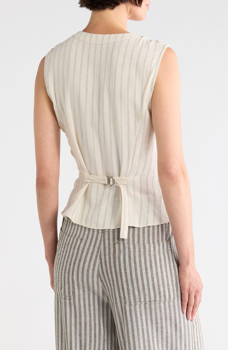MAX STUDIO Pinstripe Button Front Vest, Alternate, color, Natural Dashing Stripe