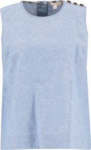 Barbour Josie Button Shoulder Linen & Cotton Top