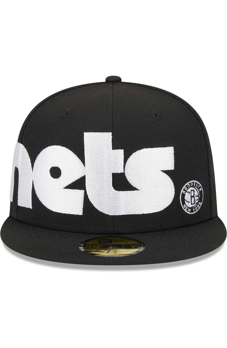 New Era Men's New Era Black Brooklyn Nets Checkerboard UV 59FIFTY Fitted Hat, Alternate, color, Black