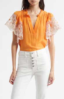 Ramy Brook Esti Embroidered Sleeve Top