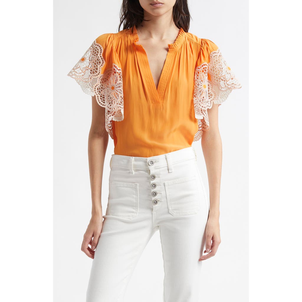 RAMY BROOK RAMY BROOK ESTI EMBROIDERED SLEEVE TOP
